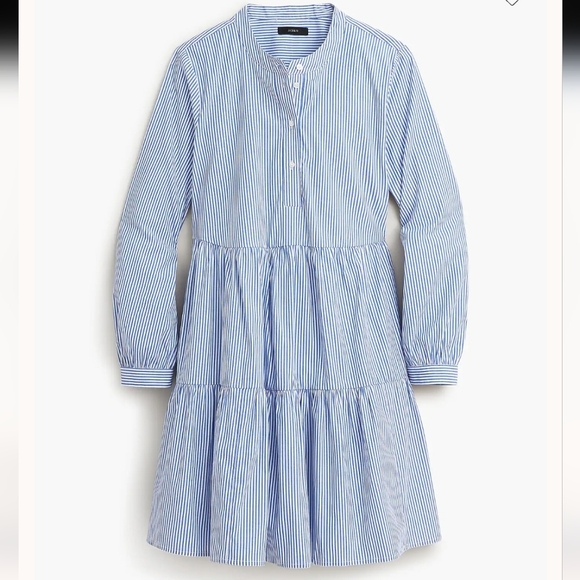 JCrew Striped stretch cotton poplin tiered dress, Sz 6 - Picture 2 of 6